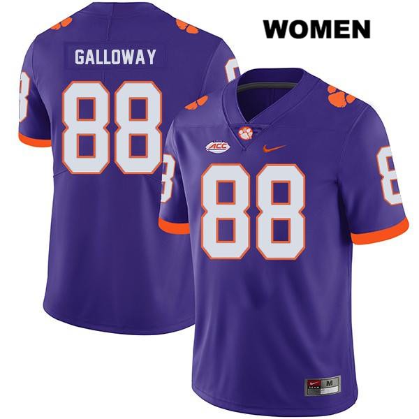 Women's Clemson Tigers #88 Braden Galloway Stitched Purple Legend Authentic Nike NCAA College Football Jersey YXN2546DS